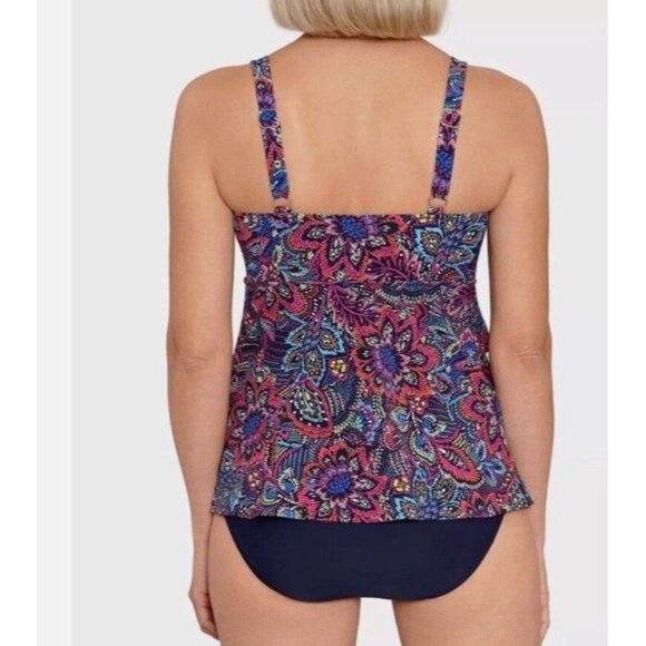 Swim Solutions Sz 8 Swim dress One-Piece Swimsuit Navy Multi Floral New NWT - Picture 2 of 5